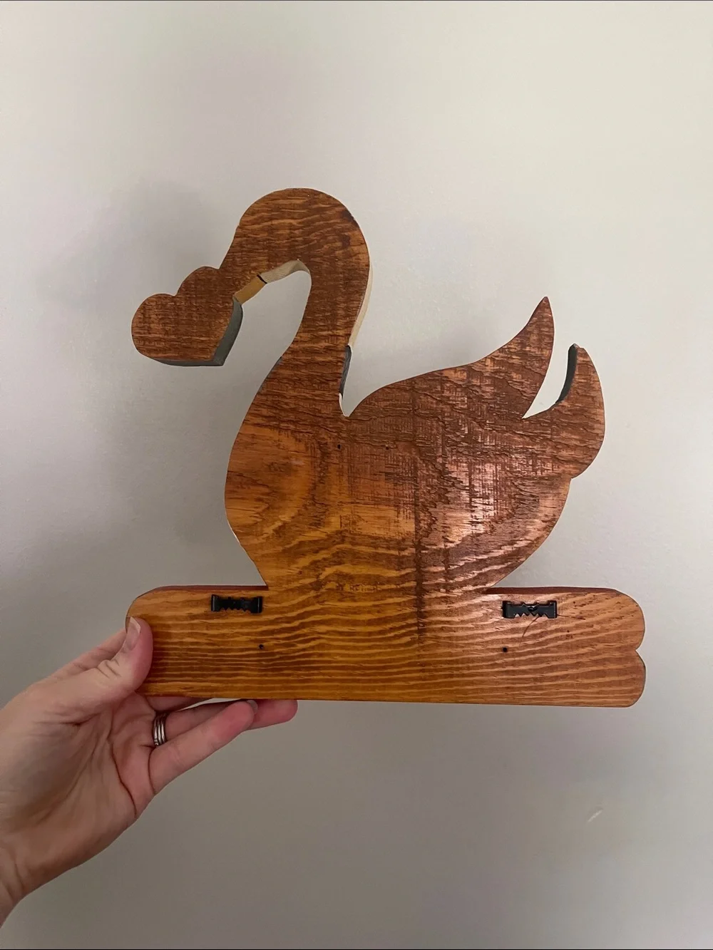 Whimsical Swan Wall Hook in Cream, Red, and Gray